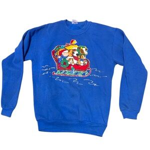 Vintage ugly Christmas sweater blue animals size small women’s farm animals cute